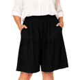 thumbnail image 2 of Endives Women's Shorts Solid Color Loose Summer Bermuda Short Knee Length Elastic Waist Beach Lounge Workout Casual Long Short Wide Leg Shorts, 2 of 6