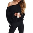 thumbnail image 2 of Women'S Sweatshirts Oversized Off the Shoulder Pullover Tops Casual Long Sleeve Comfy Fall Outfits Black L, 2 of 9