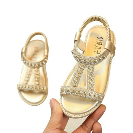 KidUtowu Kids Girls Summer Crystal Gladiator Sandals Children Slip On Flats (Best Summer Shoes For Kids)