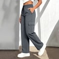 thumbnail image 5 of Women's High Waisted Cargo Pants Straight Leg Elastic Waist Multi Pocket Versatile Work Pants Solid Color Casual Sports Outdoor Hiking Streetwear Pants, 5 of 8