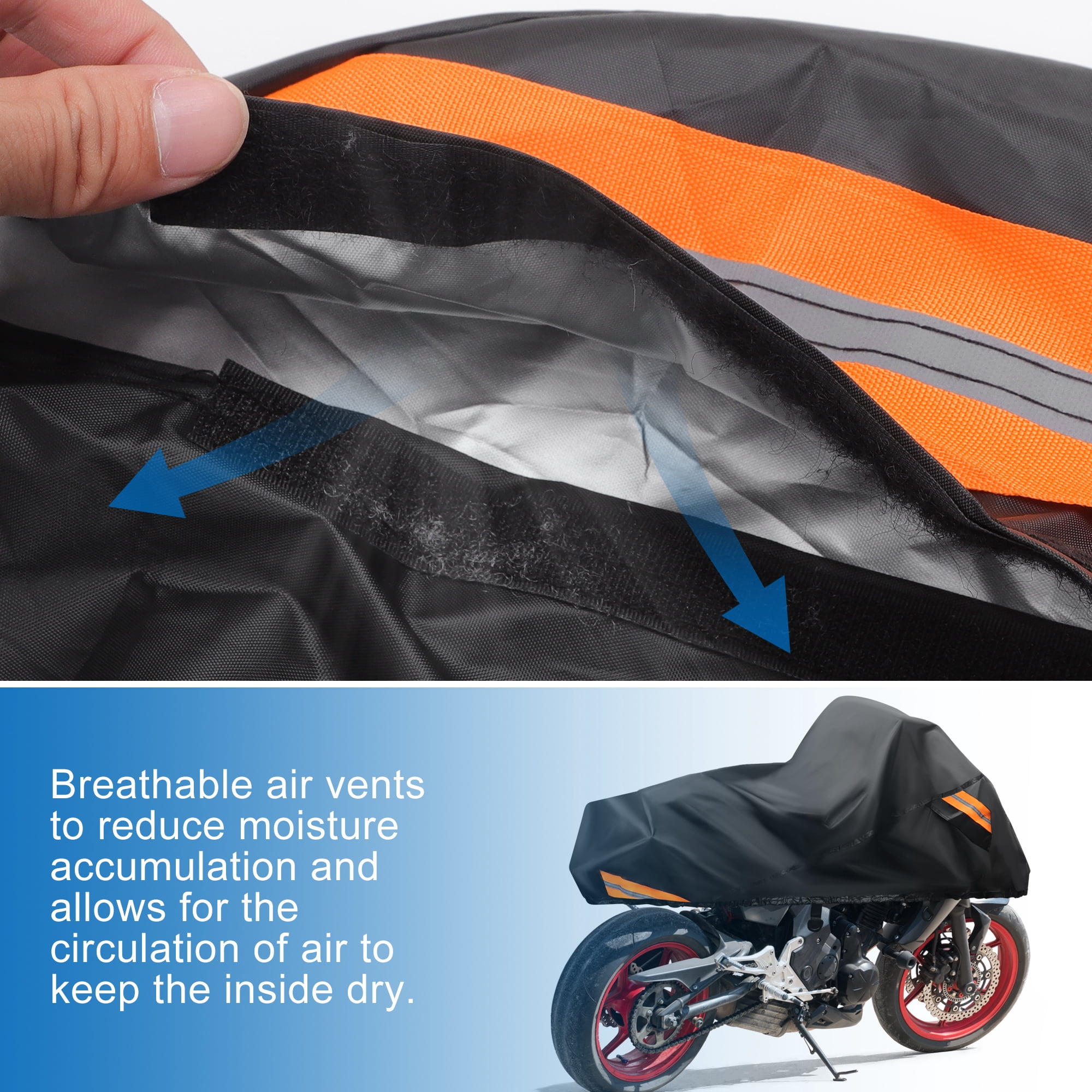 Unique Bargains 96.46" Length Black Motorcycle Half Cover Outdoor Waterproof Rain Dust Protector