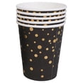 thumbnail image 4 of KAKOWELY 10 vasos de papel con estampado de puntos en color negro y dorado para fiestas., 4 of 4