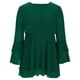 thumbnail image 5 of Ounisa Womens Ruffle 3/4 Sleeve V Neck Double Layers Mesh Blouses Loose Fit Flowy Tunic Tops, 5 of 7