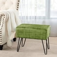 thumbnail image 7 of Home Soft Things Textured Velvet Ottoman Stool Chair, Upholstered Footrest with Black Metal Legs, Calla Green, 19" x 13" x 17", 7 of 7