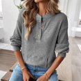 thumbnail image 2 of CAIXIA Womens Long Sleeve Henley Shirts Dressy Casual Button Up Tops Soft Ribbed Knit Tunic Basic Top, Loose Fit Crew Neck Tee Shirt, Drop Shoulder Blouses Fall Fashion Work Office Outfits, 2 of 5