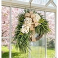 thumbnail image 4 of Bohemian Hydrangea Wreath for Front Door – 18 x 24 Inch Artificial Spring Wreath with Linen Bow & Greenery for Porch & Home Decor, 4 of 7