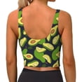 thumbnail image 3 of Haiem Fresh Avocado Pattern Womens Sports Bra - U Neck Padded Low Impact Yoga Bra Workout Crop Top Gym Moisture-Wicking Workout Vest -Small, 3 of 9