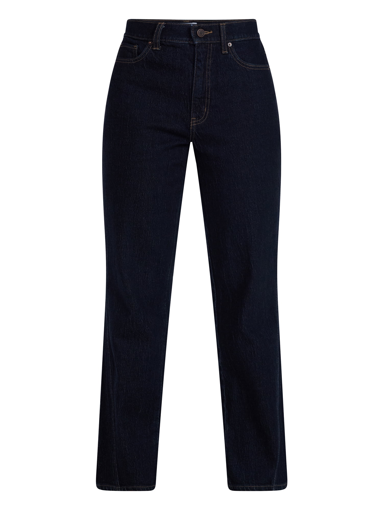 Time and Tru Women's High Rise Relaxed Straight Leg Jeans, 30" Inseam, Sizes 0-22