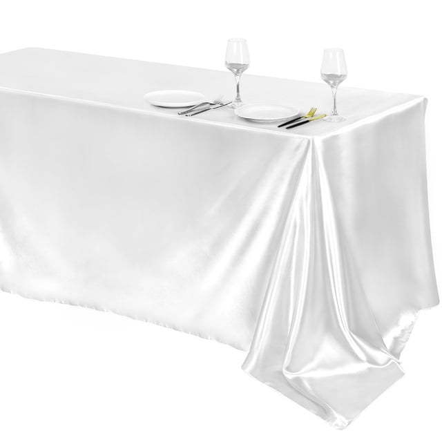 Mantel TURSTIN blanco satinado 259 x 147 cm para fiesta de boda