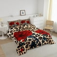 thumbnail image 2 of Erosebridal Rose Flower Comforter Set Women, Leopard Print Down Comforter Queen Size, 3D Red Floral Petal Bedding Set Cheetah Animal Skin Quilted Duvet for Bedroom Decor, Brown, 2 of 7