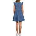 thumbnail image 3 of INSPIRE CHIC Denim Dress for Women's Casual Cap Sleeves Tiered Mini Dress XS Blue, 3 of 6