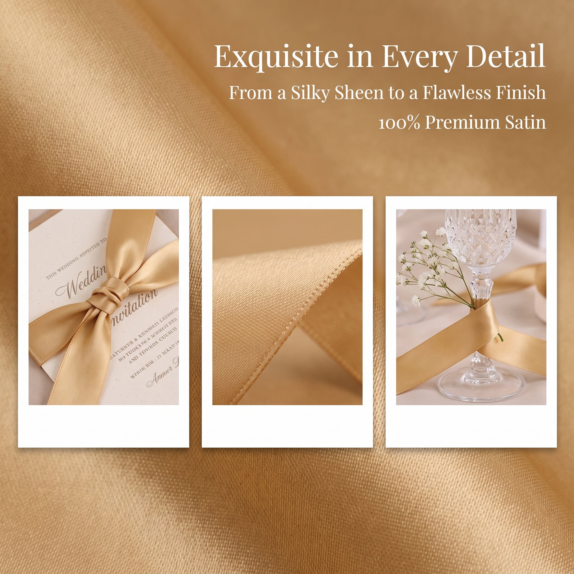 Unique Bargains Elegant Satin Ribbon for Gift Wrapping and Decoration Purposes Champagne