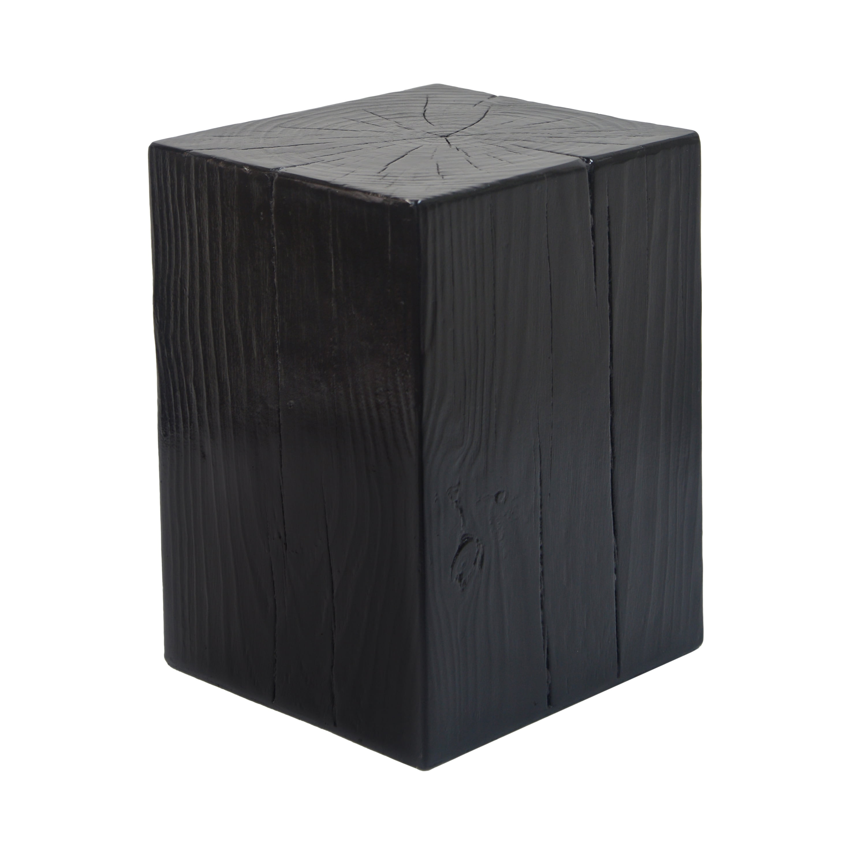 Square-Column End Table, Wood-Look Table for Indoor Outdoor Use, Black