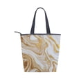 thumbnail image 2 of Zipper canvas bag large capacity large size practical handbag durable Canvas with leather material Golden Curved Marble, 2 of 7