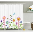 thumbnail image 1 of Kids Shower Curtain Set, Cute Floral Set with Different Type of Flowers on Grass Hope Season Trendy Illustration, Bathroom Decor, Multi, by Ambesonne, 1 of 1