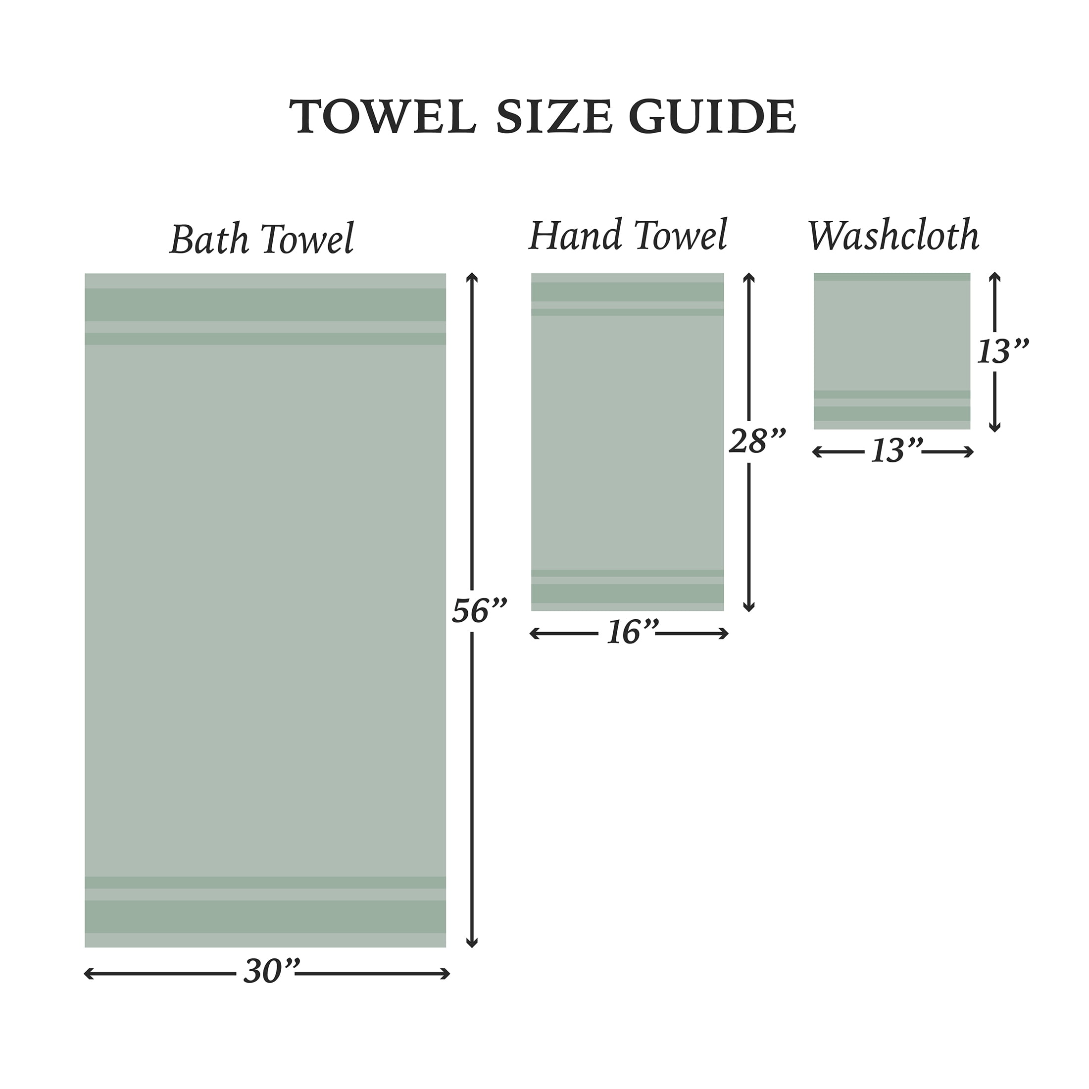 Hotel Style 6-Piece Bath Towel Set, 100% U.S. Grown Cotton, Green River