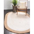 thumbnail image 1 of Natural Fiber Braided Oval Jute Rug - Vintage Hand Braid Area Rug, Handmade Sisal Tress de Lit (6x9 Feet, White + Brown), 1 of 2