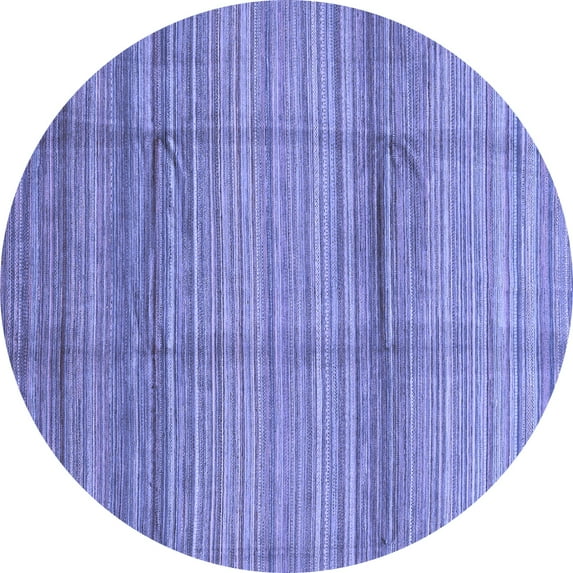 Ahgly Company Machine Washable Indoor Round Abstract Blue Modern Area Rugs, 3' Round