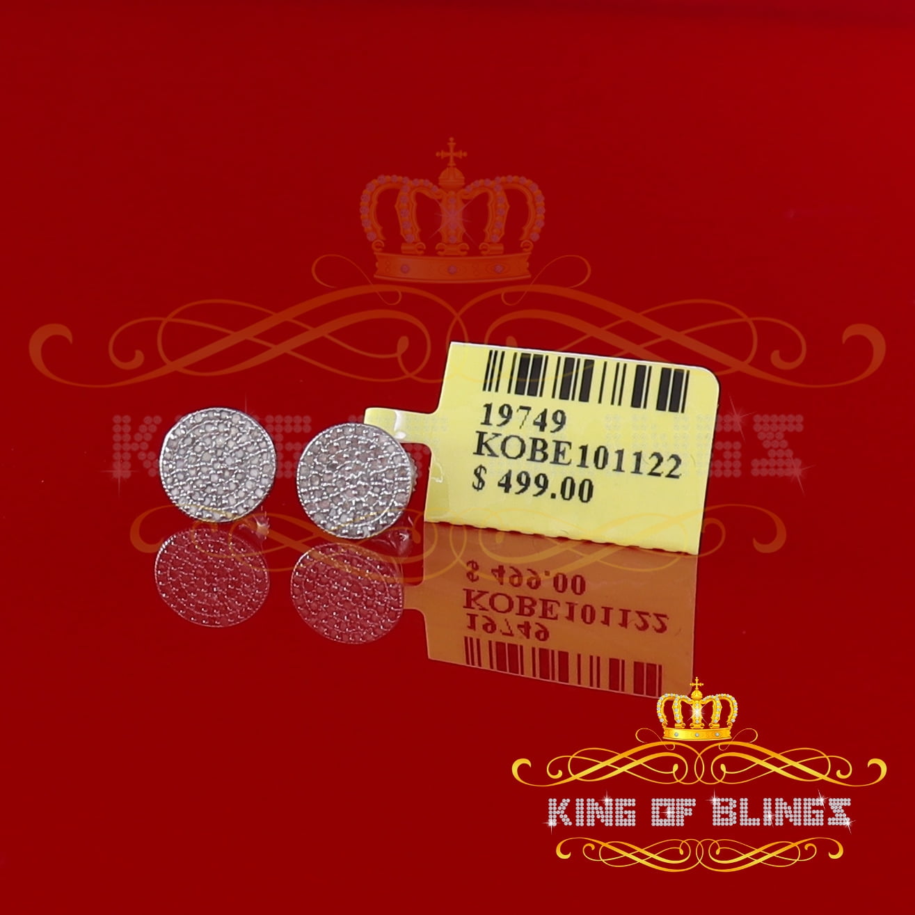 King of Bling's 925 Sterling Silver White 0.25ct Diamond For Men's/Women's Stud Round Earrings