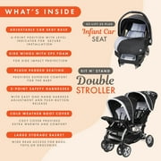 Baby Trend Sit N Stand Baby Double Stroller & 2 Car Seats Combo, Stormy
