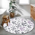 thumbnail image 3 of Round Area Rug 4 Ft, Grey Purple Botanical Washable Non-Slip Circle Carpet for Living Room/Bedroom, Watercolor Spring Floral Summer Leaf Low-Profile Crawling Mats Collection Rugs for Indoor, 3 of 8