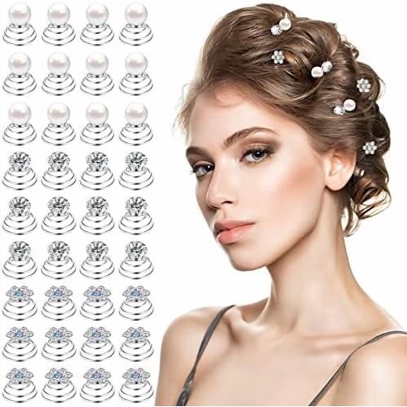 36 count Spiral Hair Pins Rhinestones for Hair Accessories Pin for Wedding with Coil Clip for Wedding Bridal Prom Party