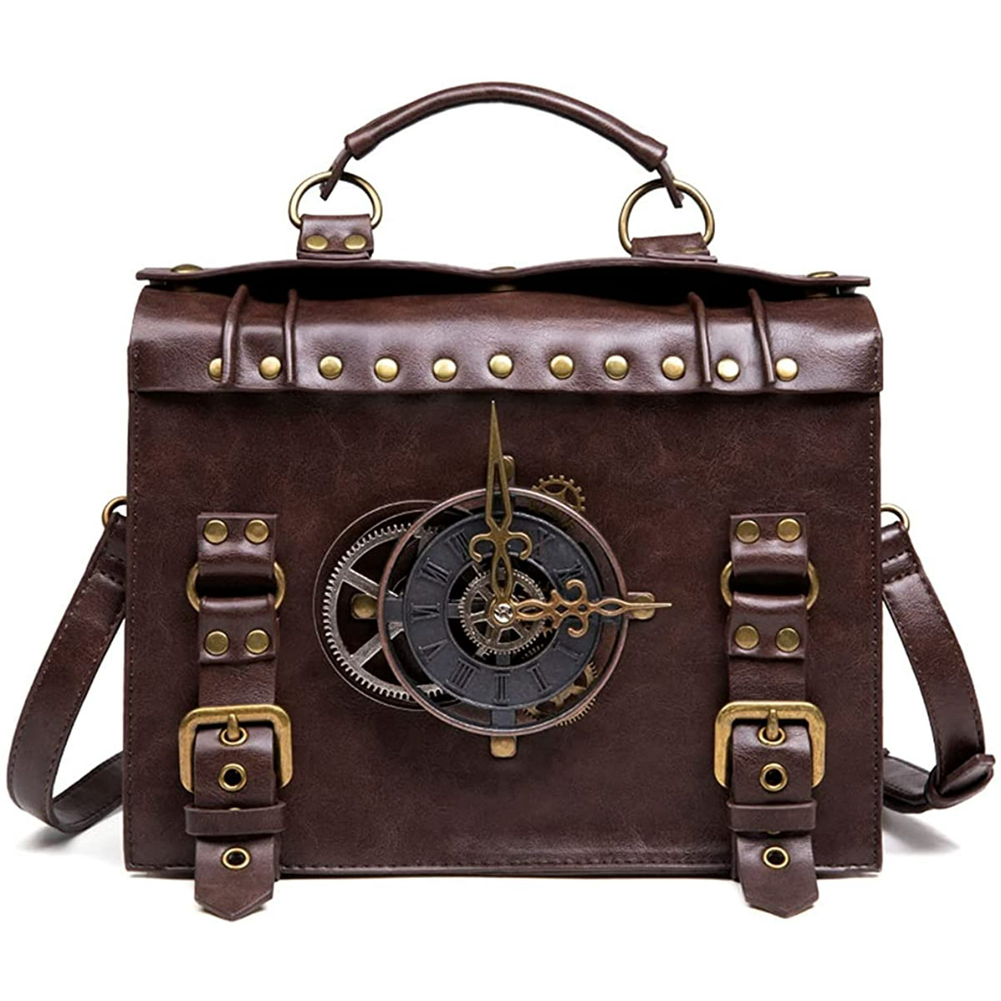 Steampunk Crossbody Shoulder Purse Leather Messenger Bag Satchel School Bag Gothic Retro Briefcase for Women Walmart