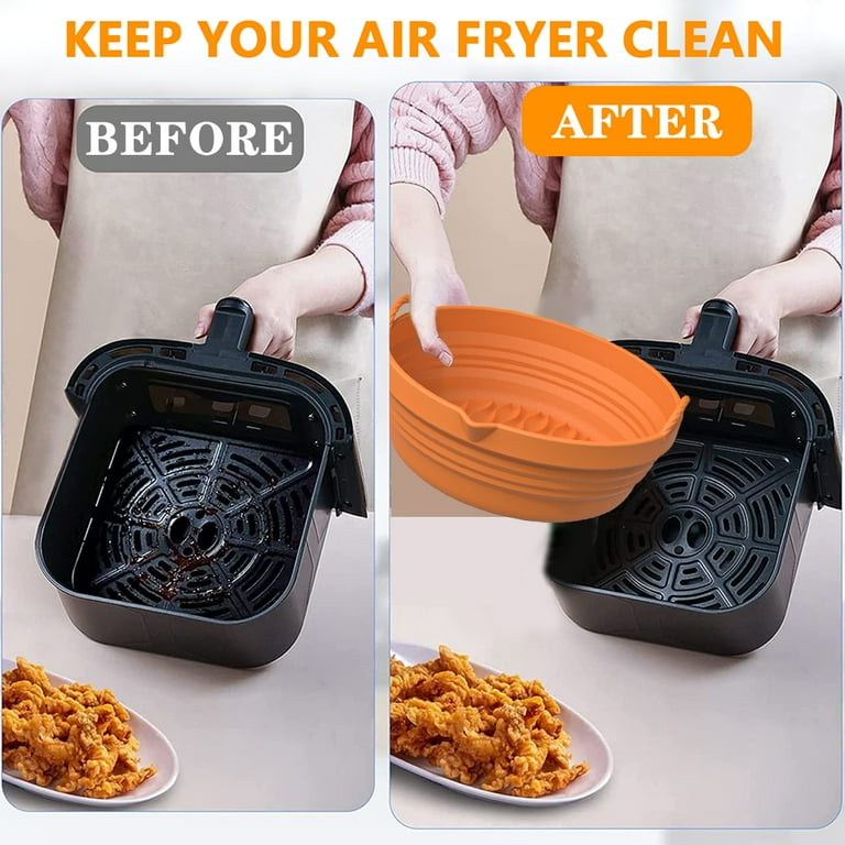 2pcs Foldable Silicone Air Fryer Liner Round Air Fryer Pots Basket