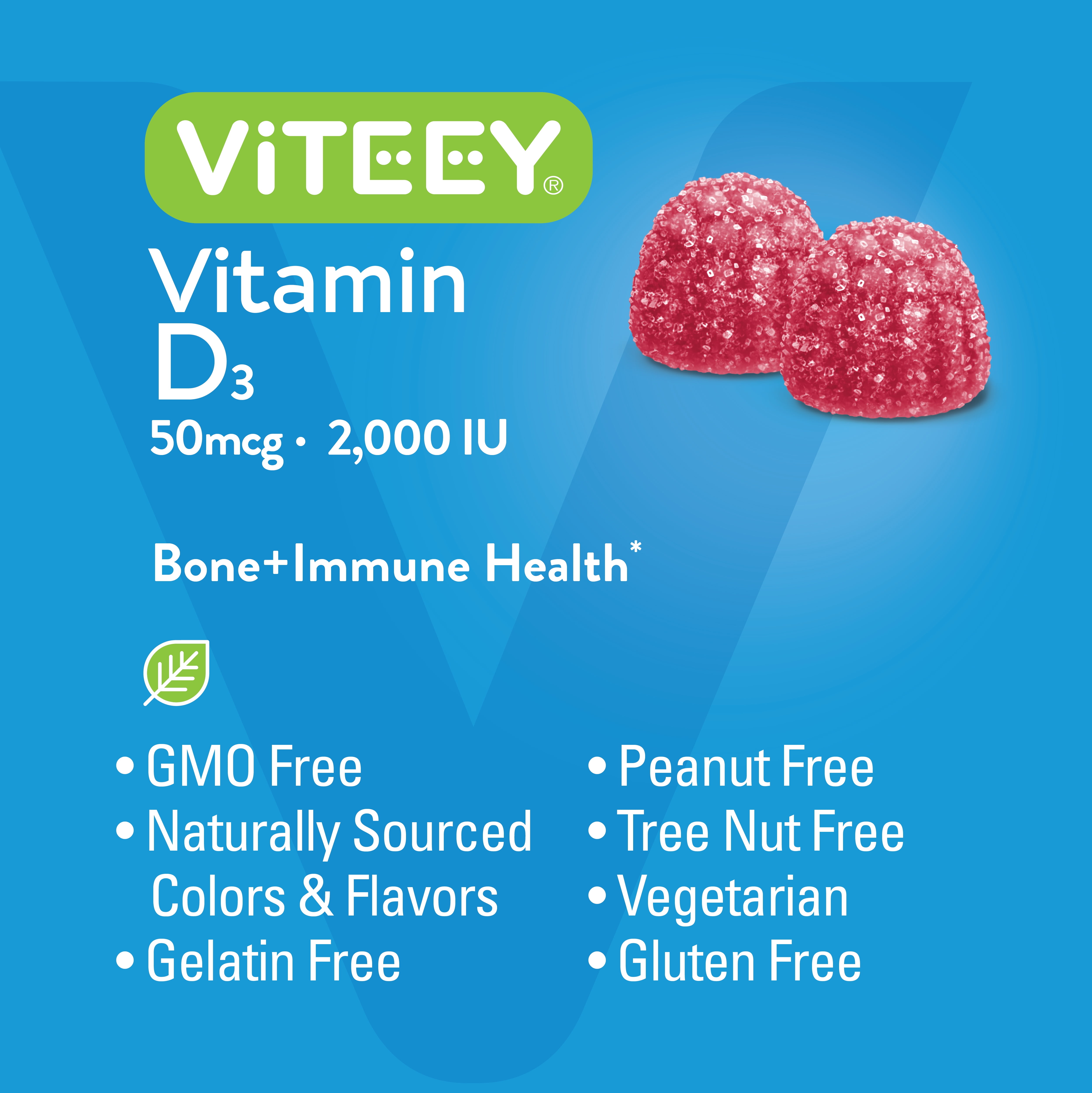 VITEEY Vitamin D3 Gummies 2000 IU,  Bone and Immune Support, Berry Flavor, 60 Count, 2 Pack