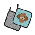 thumbnail image 2 of Carolines Treasures BB1194PTHD Checkerboard Blue Chocolate Brown Poodle Pair of Pot Holders , 7.5HX7.5W, multicolor, 2 of 3