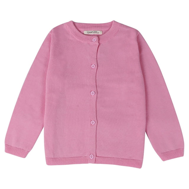 Toddler Girl Sweaters Cable Knit Long Sleeve Crewneck Button Cardigans Sweaters Kids Solid Color Crew Neck Kitted Tops Fall Winter Cardigan Outerwear Pinks 5T
