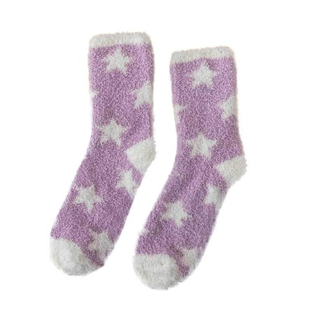 

Yubnlvae Cartoon Slippers Warm Floor Socks Socks Sleeping Christmas Women s Thicken Socks Non slip Purple