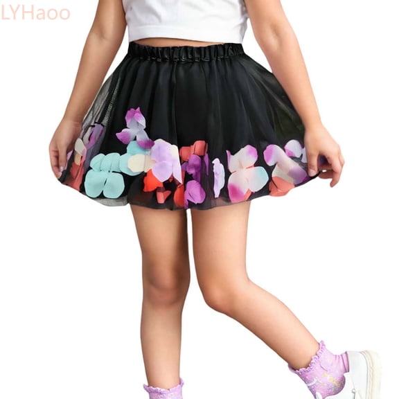 LYHaoo Toddler Kids Baby Girls Dancing Princess Skirt Flowers Prints Mesh Ballet Tutu Skirts Girls Skirts,Sizes 9-11 Years