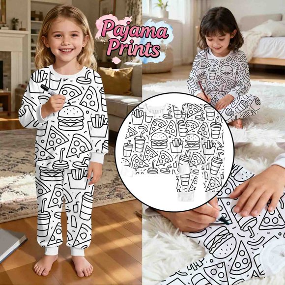 Vêtements Fille Collants Bébé Fille 3 Mois Filles 7 8 Tenues d'Été Mode Filles 14 16 Tenues pour Enfants Imprimé Gribouillage Pyjama à Manches Longues Doux Ensemble Deux Pièces Vêtements de Nuit pour Enfants Confortable Mignon Dessin Animé 7-8 Ans