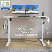 MXTARK 55 x 24 Stand Up Desk,Electric Height Adjustable Standing Desk,Adjustable Ergonomic Desk,Splice Board Home Office Computer Standing Table,White Frame + White+Maple Top