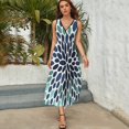 thumbnail image 3 of Paintings Flowers, Teal, Aqua, Navy Blue Womens Night Club Maxi Dress V Neck Sleeveless Bohemia Long Dresses, 3 of 9