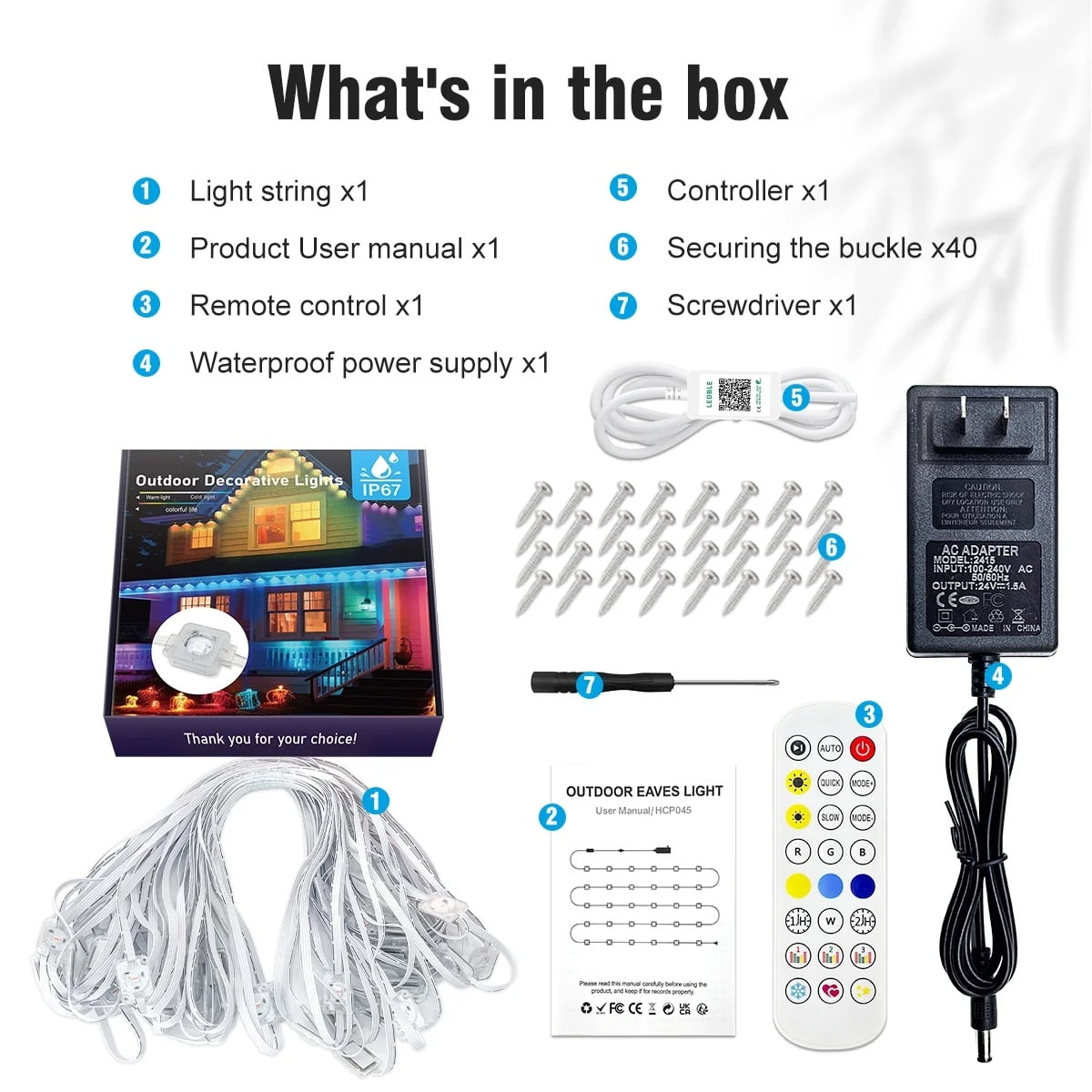 100FT Permanent Outdoor String Lights, RGBIC Smart App & Remote Control, IP65 Waterproof, Eaves Roof Garden Decoration for Christmas Party Holiday