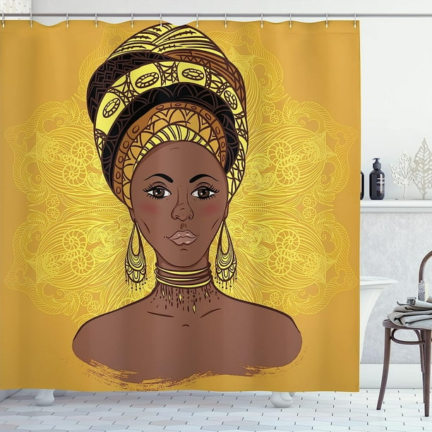 JOOCAR African Shower Curtain Polyester with Hooks Waterproof Washable