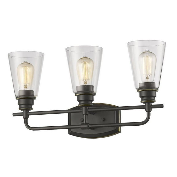 3 Light Vanity Light Fixture in Utilitarian Style 20.75 inches Wide By 10.75 inches High-Olde Bronze Finish Bailey Street Home 372-Bel-1809602