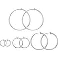 thumbnail image 2 of Yomhary 4 Pairs Clip-on Hoop Earrings Set for Women Men - Non-Pierced Earrings, Silver-Tone Finish, 2 of 6