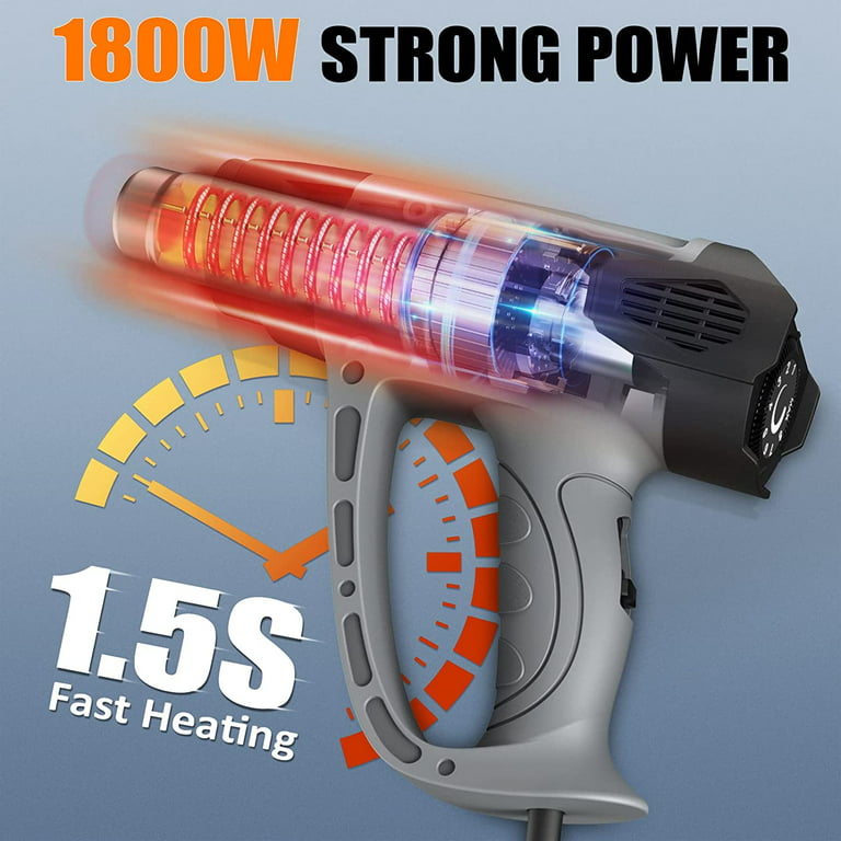 1800W Heat Gun, Visible Dual Temp Setting, for Crafts, Stripping Paint, and  Shrink Wrapping
