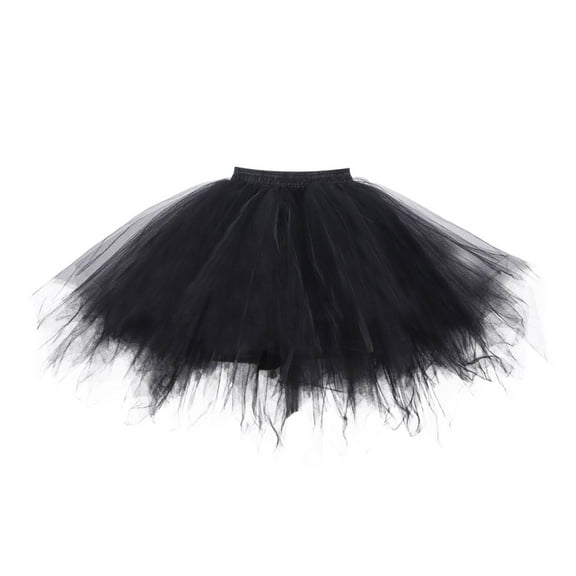 Riforla Carnival Tutu Dancing Skirt Women Christmas Dance Party Solid Color Mesh Tutu Skirt Holiday Ballet Skirt Women Black_001 M