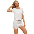 thumbnail image 2 of Women's home set, casual and comfortable, short-sleeved shorts set with polka dot pattern, 2 of 6