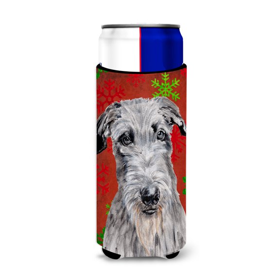 Scottish Deerhound Red Snowflakes Holiday Ultra Hugger for slim cans