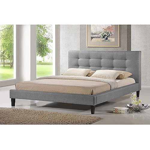Quincy Linen Queen Platform Bed, Gray
