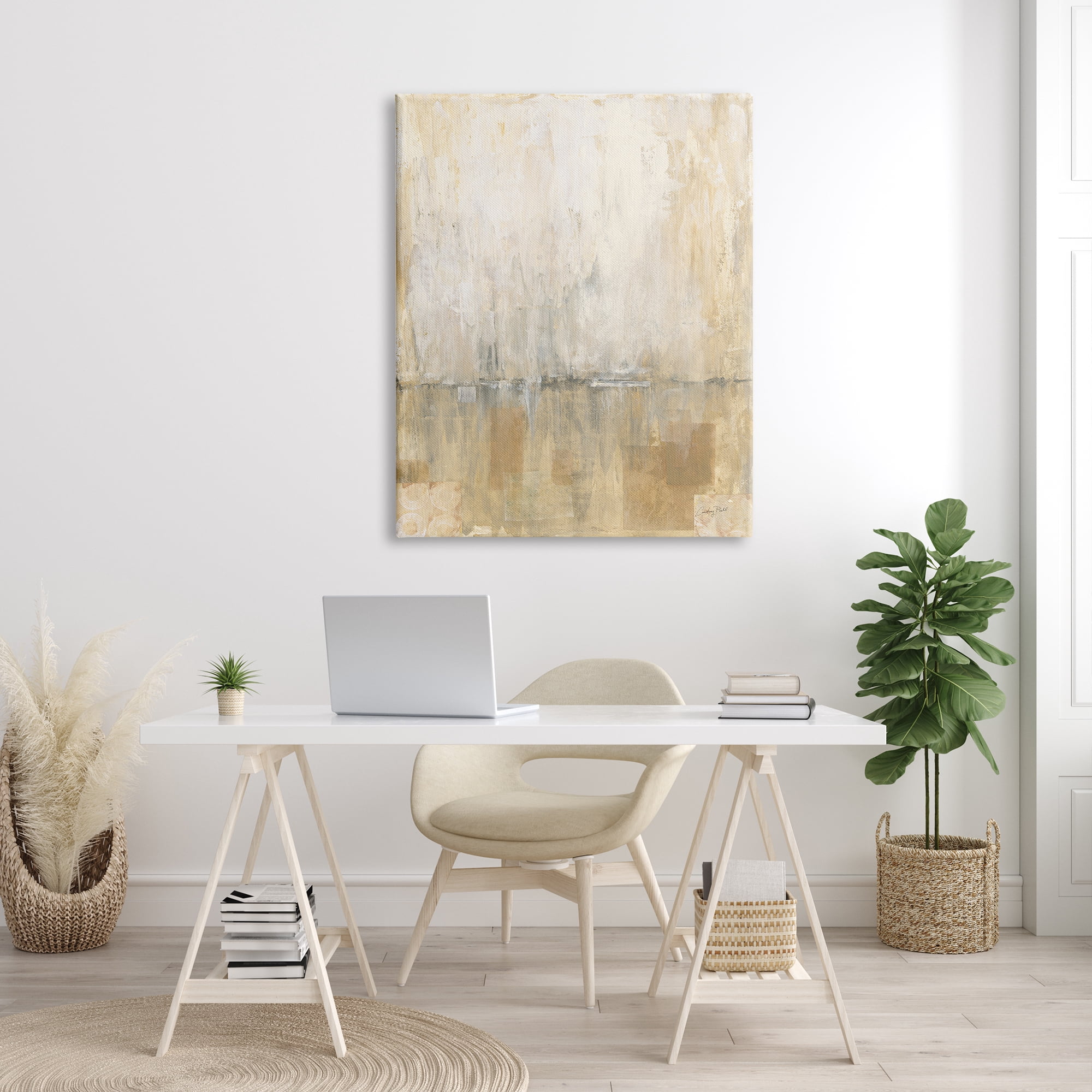 Stupell Industries Distressed Abstract P. Strokes Beige Grey Horizon Circles, 36 x 48, Design by Courtney Prahl