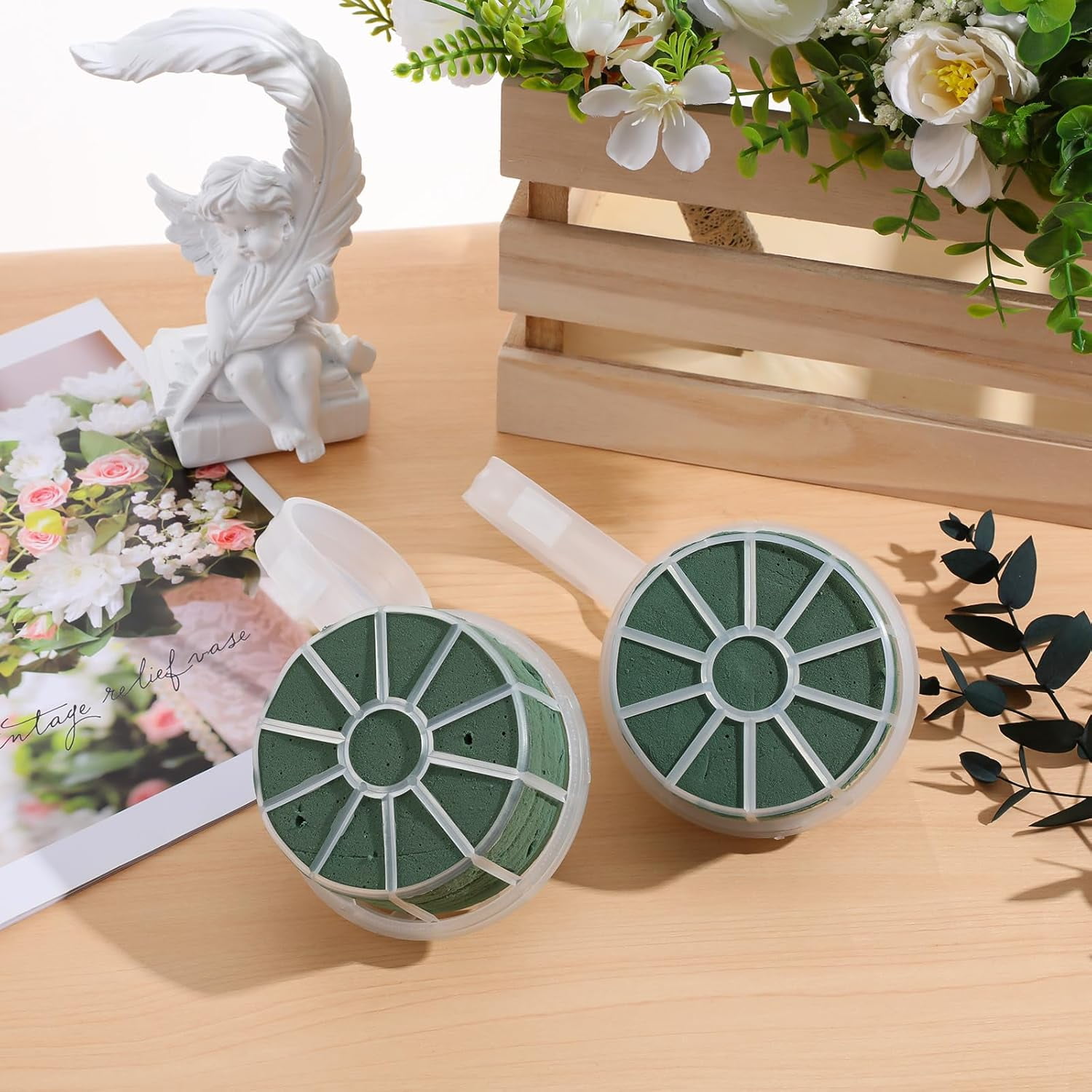 ABPETE Bridal Bouquet Holder Floral Foam Handle for Wedding Flower Arrangement Durable Plastic Support for DIY Bouquets and Floral Decorations(2pcs,18.5X10CM)