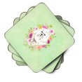thumbnail image 2 of Carolines Treasures CK4383FC Maltese Green Flowers Foam Coaster Set of 4 3 1/2 x 3 1/2 multicolor, 2 of 4