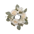 thumbnail image 4 of Corona de flores de rosas para colgar en la pared, adorno de vela para festivales de San Valentín. Blanco, 4 of 9