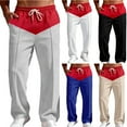 thumbnail image 1 of Ceisia Men Solid Color Corduroy Straight Leg Pants Elastic Waist Drawstring Gift Casual Trousers, 1 of 9